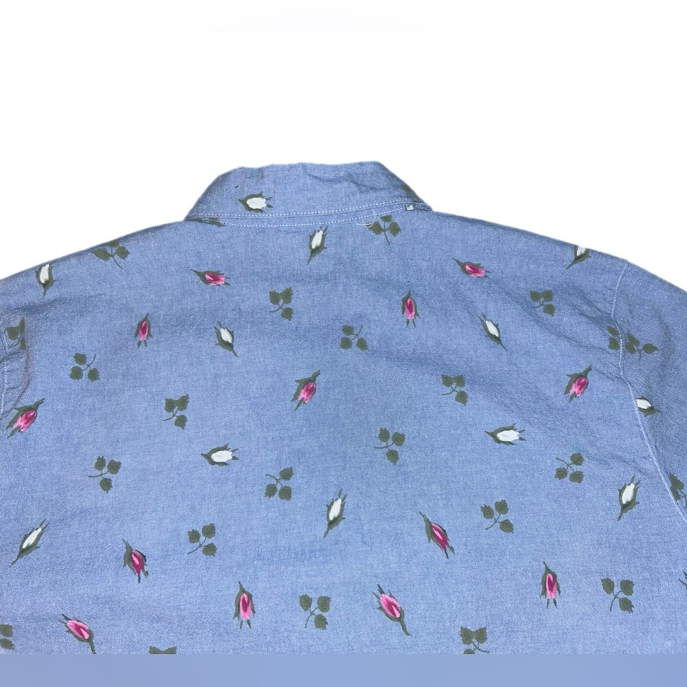 Floral Border Button-Down Shirt - Blue & Pink - Picture 3 of 5